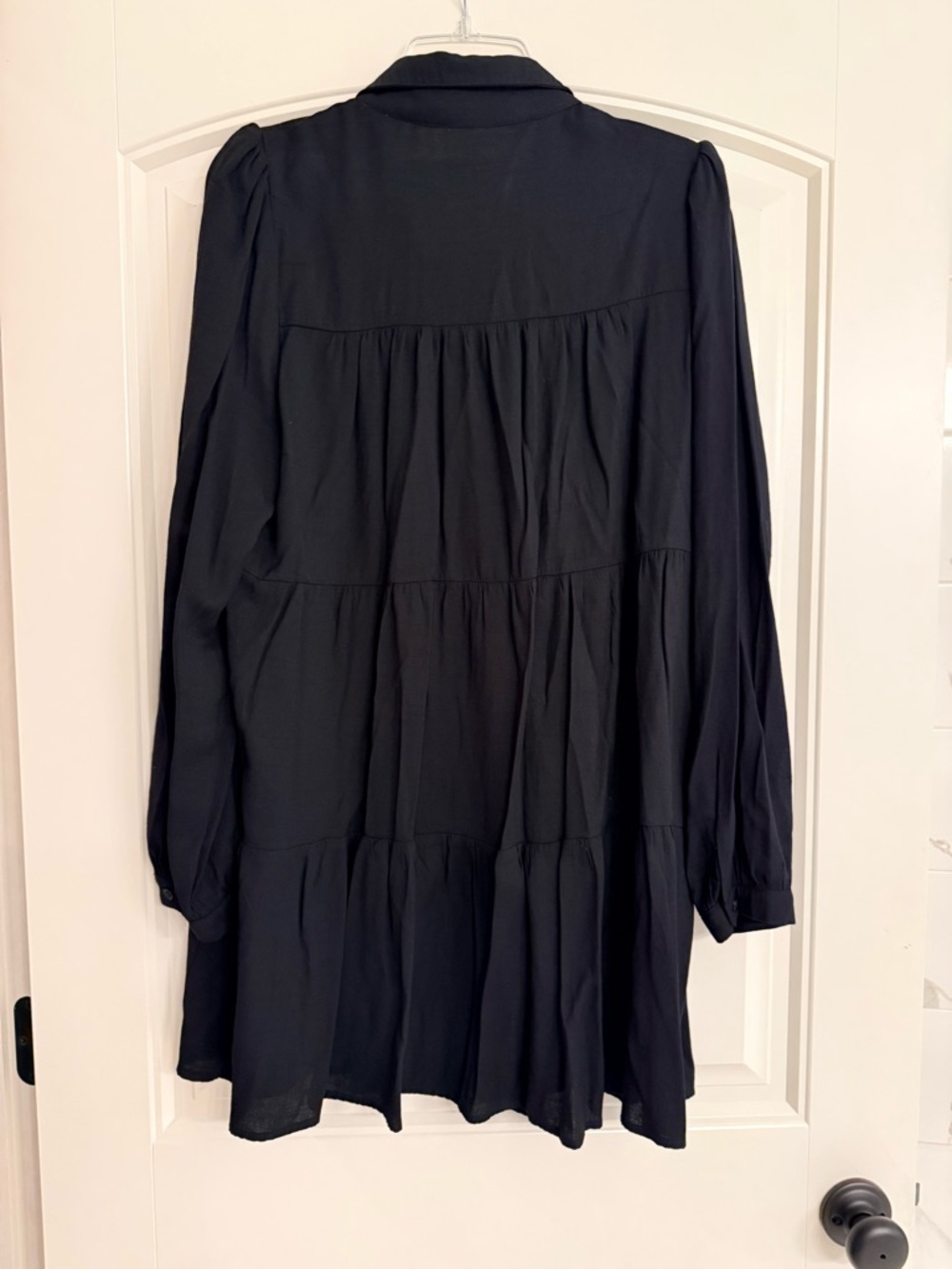 miami Black Long-Sleeve Button Tiered Dress - Picture 3 of 4